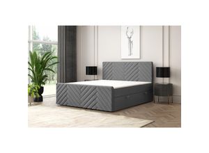 4262413690049 - M-Punkt GmbH Boxspringbett GENF Fußteil mit Bettkasten 180 x 200 cm Anthrazit - versch Ausführungen