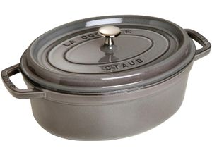 3272341031181 - Bräter STAUB Cocotte Töpfe Gr 55 l + Ø 31 cm + Höhe 167 cm grau (graphit grau) robust langlebig perfekte Hitzeverteilung Aromaregen-Deckel