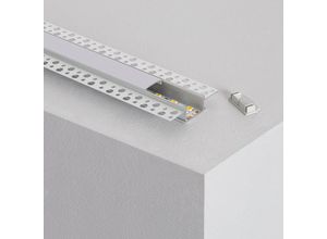 8445044073191 - Ledkia - Aluminiumprofil für Integrierung in Gips Gipskarton für Doppel-LED-Streifen bis 20mm 1000 mm Milchweisse Abdeckung