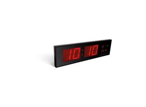 5410329708498 - Wanduhr mit LED-Display digital Schwarz Rot - black - Perel