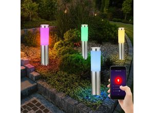 4059157378216 - Smart led Außenlampe silber Sockelleuchte dimmbar Garten Stehlampe Wegeleuchte Säulenlampe Edelstahl rgb led warmweiß-kaltweiß DxH 76x45 cm 4er 4059157378216 - Smart led Außenlampe silber Sockelleuchte dimmbar Garten Stehlampe Wegeleuchte Säulenlampe Edelstahl rgb led warmweiß-kaltweiß DxH 76x45 cm 4er