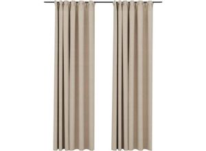 8720286020401 - Bonnevie - 2er-Set VerdunkelungsvorhängeVerdunkelung Gardinen Haken Leinenoptik Beige 140x245 cm vidaXL