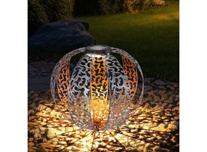 9007371508020 - - Solarkugel für Außen goldfarben Kugel Solarleuchte Garten Solarlampe orientalisch mit Lichteffekt und Erdspieß 1x led warmweiß DxH 30x41 cm