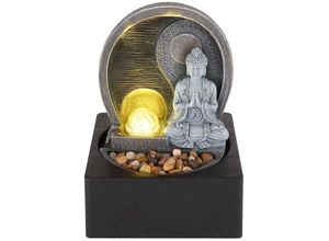 4059157185005 - LED Tischbrunnen Wohnzimmer Zierbrunnen Dekoleuchte Asia Zimmerbrunnen Wasserspiel mit 15m Kabel und Pumpe Buddha Design anthrazit grau 4x 013W