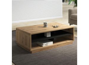 4066075046127 - Lomadox - Couchtisch 120 cm breit ALBANY-83 in Taurus Eiche Nb mit Absetzungen in schwarz matt b h t ca 120 40 60 cm - braun 4066075046127 - Lomadox - Couchtisch 120 cm breit ALBANY-83 in Taurus Eiche Nb mit Absetzungen in schwarz matt b h t ca 120 40 60 cm - braun