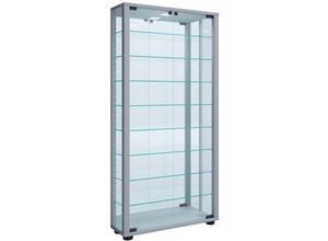 4051814412882 - Wandvitrine Hängevitrine Glasvitrine Vitrine Glas Vitrosa Maxi Spiegel (Farbe Silber Ausführung Mit LED-Beleuchtung)