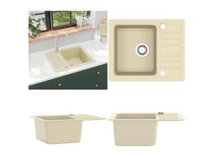 8721115437605 - Vidaxl - Granitspüle Einzelbecken Beige - Spülbecken - Küchenspüle - Home & Living - Beige