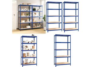 8721114745831 - Vidaxl - Regale mit 5 Böden 2 Stk Blau Stahl & Holzwerkstoff - Regal - Regale - Home & Living - Blau 8721114745831 - Vidaxl - Regale mit 5 Böden 2 Stk Blau Stahl & Holzwerkstoff - Regal - Regale - Home & Living - Blau