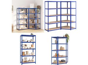 8721114896625 - Vidaxl - Regale mit 5 Böden 2 Stk Blau Stahl & Holzwerkstoff - Regal - Regale - Home & Living - Blau