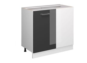 4066731368075 - Eckschrank für Haushaltsgegenstände R-Line Anthrazit Hochglanz 86 cm mit Tür ohne Arbeitsplatte Vicco