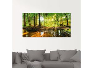 4058661084002 - Glasbild ARTLAND Wald mit Bach Bilder Gr B H 60 cm x 45 cm Glasbild Wald 1 St grün Glasbilder in verschiedenen Größen