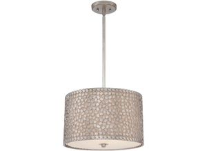 5024005207115 - Quoizel qz-confetti-p-m Hängeleuchte confetti 3xE27 100W Metall Altsilber Leinen off-white Diffusor matt H47-1245cm Ø406cm dimmbar