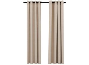 8720286020364 - Bonnevie - 2er-Set VerdunkelungsvorhängeVerdunkelung Gardinen Ösen Leinenoptik Beige 140x245 cm vidaXL