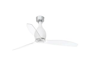 8421776096929 - Faro Barcelona - faro 32025 Deckenventilator mini eterfan m Stahl+Glas mattweiß pc transparent H45cm Ø128cm