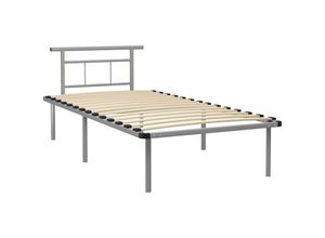 8720286162941 - Bonnevie - BettgestellSchlafzimmerbett Grau Metall 100x200 cm vidaXL