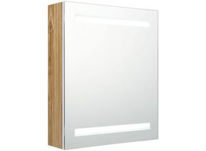 8720286332481 - LED-Bad-Spiegelschrank，Bad Hängeschrank Weiß und Eichen-Optik 50x14x60 cm vidaXL