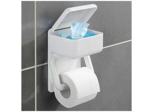 4008838512289 - - Maximex Toilettenpapierhalter 2 in 1 mit Ablage für feuchte Toilettentücher Weiß Polystyrol weiß - weiß