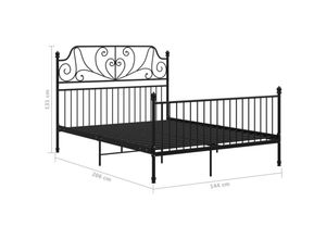 8720286195901 - Bonnevie - BettgestellSchlafzimmerbett Schwarz Metall 140x200 cm vidaXL