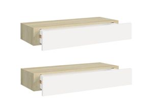 8720286418895 - Bonnevie - Wand-Schubladenregale 2 Stk Eiche und Weiß 60x235x10 cm mdf vidaXL919957