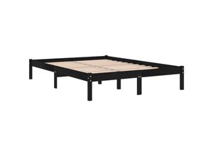 8720286762677 - Massivholzbett，Schlafzimmerbett，Doppelbett Schwarz Kiefer 200x200 cm vidaXL