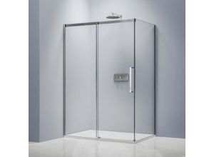 0685717207029 - Eckdusche mit Schiebetür Soft-Close DX906 FLEX - 8 mm Nano Echtglas - Chrom - Breite wählbar 80cm 160cm