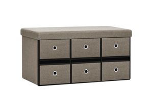 8720286697467 - Bonnevie - Faltbare Sitzbank mit Stauraum Taupe 76x38x38 cm Leinenoptik vidaXL845235