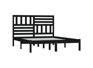 8720286959893 - Massivholzbett Schwarz Kiefer 135x190 cm 4FT6 Double