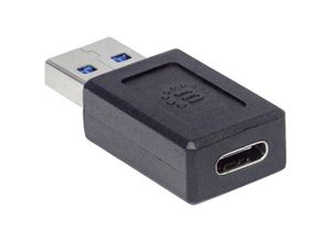 0766623354714 - manhattan SuperSpeed+ - USB-Adapter - USB-C (W) bis USB Typ A (M) - USB 31 Gen2 - geformt - Schwarz (354714) (354714)