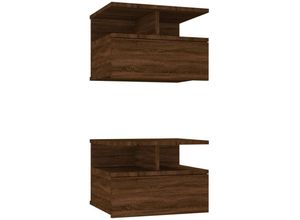 8720286975497 - Bonnevie - 2er-Set NachttischBeistelltisch Hängend Braun Eiche 40x31x27 cm Holzwerkstoff vidaXL