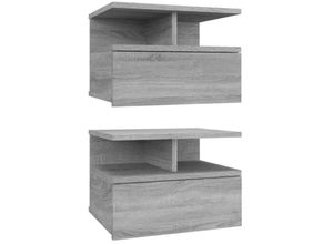 8720286975473 - Bonnevie - 2er-Set Nachttisch HängendBeistelltisch Grau Sonoma 40x31x27 cm Holzwerkstoff vidaXL