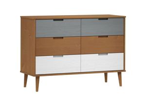 8720845541941 - Bonnevie - Schubladenschrank molde Braun 113x40x80 cm Massivholz Kiefer vidaXL978468