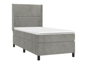8720287360780 - Boxspringbett mit Matratze & LED Hellgrau 80x200 cm Samt vidaXL 8720287360780 - Boxspringbett mit Matratze & LED Hellgrau 80x200 cm Samt vidaXL