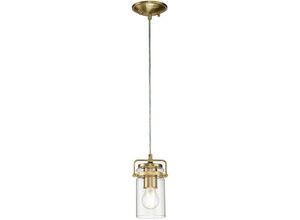 5024005000105 - Kl-brinley-mp-bb Hängeleuchte Brinley 1xE27 60W Stahl Messing gebürstet klares Glas H256-287cm Ø12cm dimmbar höhenverstellbar - Kichler