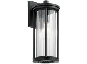 5024005710615 - KL-BARRAS2-M-BK Wandleuchte Barras E27 40W IP44 Aluminium schwarz Stahl klares Glas B179cm Ø179cm dimmbar - Kichler