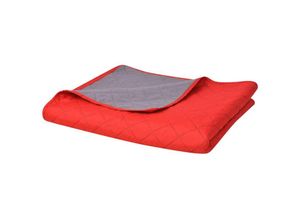 8718475997689 - Vidaxl - Zweiseitige Tagesdecke Gesteppt Rot und Grau 230x260 cm Mehrfarbig