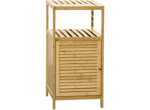 4255633543233 - Badezimmerschrank Badschrank mit offenem Fach Beistellschrank mit Kippschutz Aufbewahrungsschrank für Badezimmer Bambus Natur 33 x 355 x 67 cm