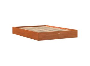 8721012406377 - Massivholzbett ohne Matratze Wachsbraun 140x200 cm Kiefernholz Vidaxl Braun