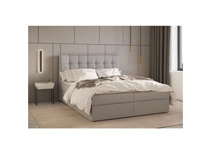 5904948100141 - E-meubles - Kontinentalbett Boxspringbett Bett mit bettkasten Bonell-Matratze und Topper Doppelbett - Boxspringbett 05 - 160x200 - Hellgrau