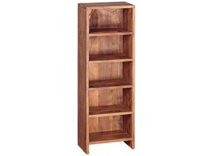 4250950233645 - WOHNLING CD Regal Massivholz Sheesham Standregal 90 cm hoch CD-Aufbewahrung 5 Fächer Bücherregal nat