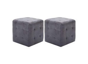 8719883724508 - Bonnevie - Pouf 2 Stk Grau 30x30x30 cm Wildleder-Optik vidaXL233801