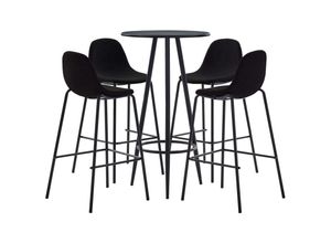 8719883854854 - 5-tlg Bar-Set，Bartisch-Set Stoff Schwarz vidaXL