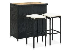 8720286146767 - Bonnevie - 3-tlg Bar-SetBartisch-Set Poly Rattan Schwarz vidaXL