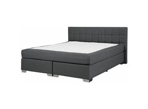 4260580921904 - Beliani - Bett Polsterbezug Grau 160 x 200 cm Mit Taschenfederkernmatratzen Leinenoptik Quadratischen Steppnähte Hohe Kopfteil Elegant Klassisch 4260580921904 - Beliani - Bett Polsterbezug Grau 160 x 200 cm Mit Taschenfederkernmatratzen Leinenoptik Quadratischen Steppnähte Hohe Kopfteil Elegant Klassisch