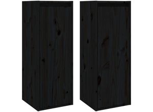 8720286840962 - Bonnevie - Wandschränke 2 Stk Wandhängeschrank Schwarz 30x30x80 cm Massivholz Kiefer vidaXL