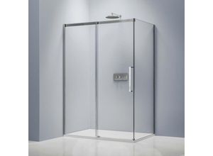 0685717207081 - - Eckdusche mit Schiebetür Soft-Close DX906 flex - 8 mm Nano Echtglas - Chrom - Breite wählbar 90cm 150cm