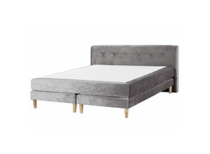 4251682259934 - Beliani - Boxspringbett Grau Samtstoff mit Matratze 160x200 cm Steppung und hohem Kopfteil Doppelbett Modern Minimalistisch Schlafzimmer Möbel - Grau