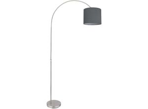 4059157174528 - Etcshop - Bogenstehlampe Stoffschirm Stehlampe gebogen Wohnzimmer Bogenlampe grau höhenverstellbar 1x led 11W 1055Lm warmweiß LxH 96x195 cm