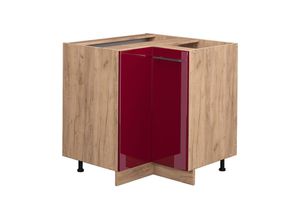 4066731399918 - Eckschrank Fame-Line Bordeaux Hochglanz 805 cm  ap Eiche Vicco