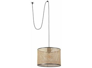 8421776242203 - Farolighting - Faro mambo Schwarze zylindrische Rattan-Pendelleuchte Ø450 mit Stecker