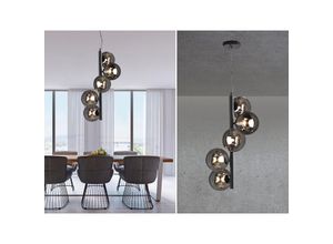 4250294317223 - Luce Ambiente Design - Pendelleuchte neptun 5 flammig Schwarz & Rauchglas Kugeln 183cm lang